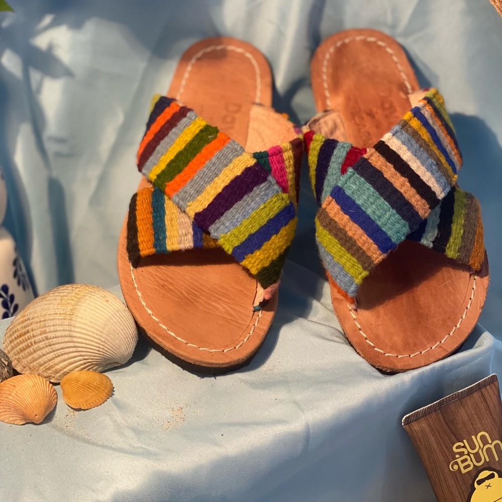 DAVA + Electric Array | Seti Woven Band Multi Color Classic Sandals | Size 7